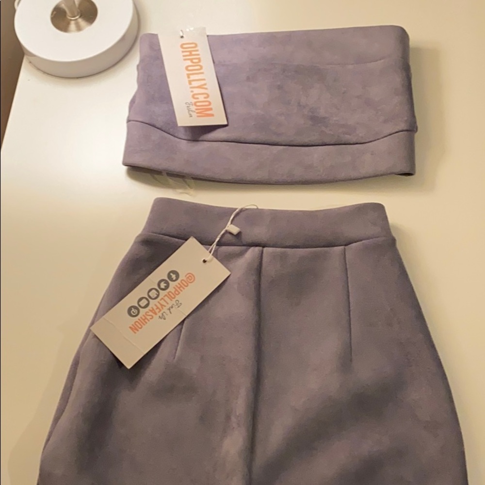 COPY - GREY VELVET/VELOUR SET OH POLLY